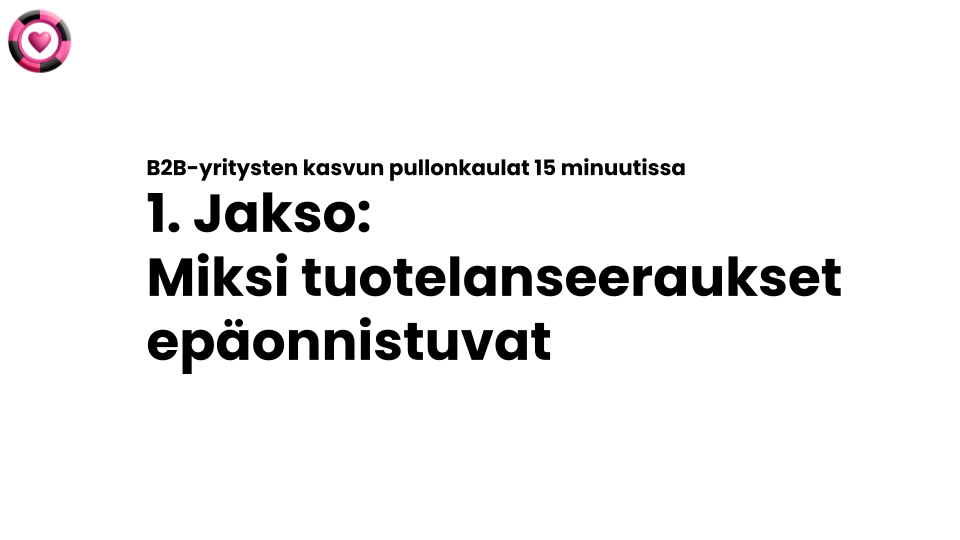 B2B yritysten kasvun pullonkaulat 15 minuutissa I 1. Jakso_ Miksi tuotelanseeraukset epäonnistuvat  B2B yritysten kasvun pullonkaulat 15 minuutissa I 1. Jakso_ Miksi tuotelanseeraukset epäonnistuvat